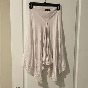 bebe White A-Line Skirt with Lace Detail